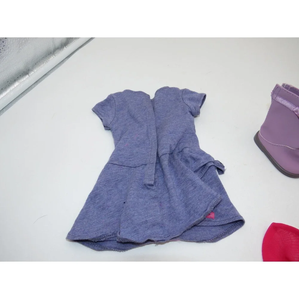 American Girl Butterfly Dress Outfit Purple Knit Boots Hair Bow